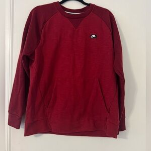 Men's Nike Rubber Swoosh Logo Crewneck Sweatshirt Red Size L Black Tag (N121)